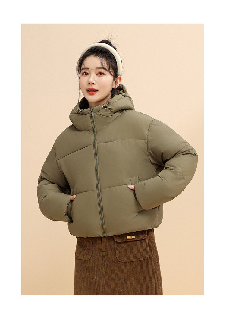 Chaqueta corta con capucha para mujer, estilo coreano, de invierno, corta, gruesa, cálida, de algodón, para mujer_voghion.com