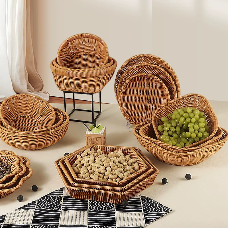 Корзина для закусок из ротанга, корзина из ротанга, корзина для закусок, пластиковая корзина для хлеба, корзина для попкорна, блюдо из горячего горшка, картофель фри, тарелка с фруктами
