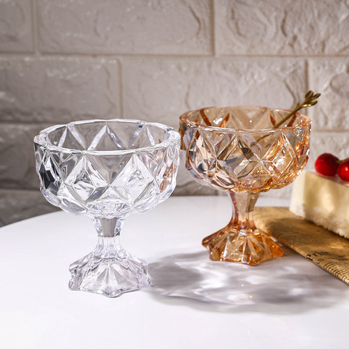 Ice cream cup, household salad bowl, milk vinegar juice tea drink dessert cup, glass high-footed yogurt ice cream bowl