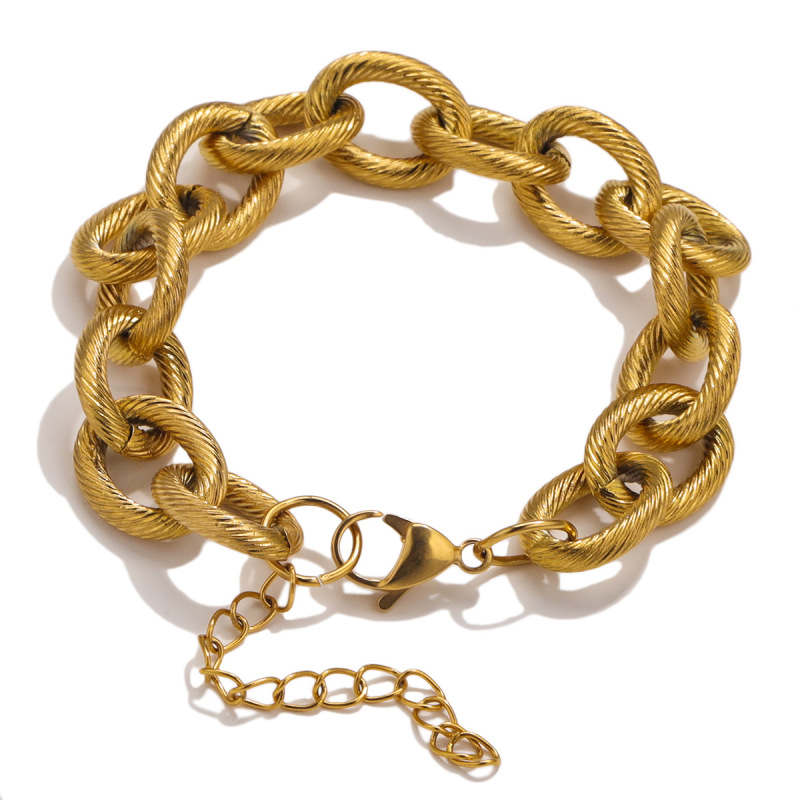 Stainless steel hip-hop spiral large thick chain width 13mm titanium steel necklace bracelet simple fashion European and American punk chain