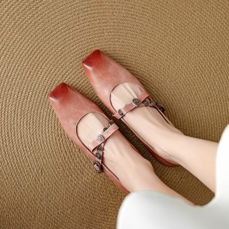 Splendide scarpe Mary Jane da donna con tacco basso in stile francese, nuovo modello 2025, in morbida pelle versatile e comode per_voghion.com