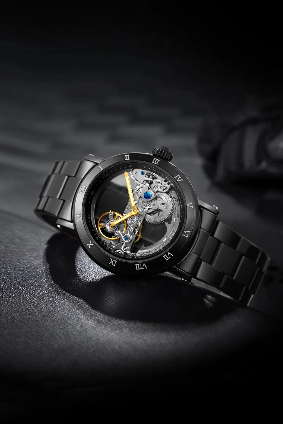 Fusini forsining Fashion Double-sided Hollow Watch Carved Movement Automatic Mechanical Watch_voghion.com