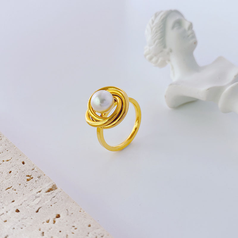 18K Gold Plating Color 6, 7, 9 Ring Size 1 Piece Quantity Vacuum Plating PVD Coated Real Gold Plated 18K Gold Round 304 Stainless Steel Retro Simple Style Waterproof Non Tarnish Rings