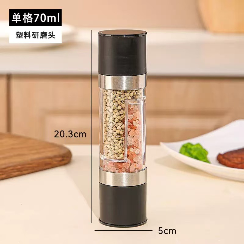 Molinillo de pimienta manual japonés de acero inoxidable, utensilio de cocina de vidrio, recipiente para condimentos portátil, venta al por mayor