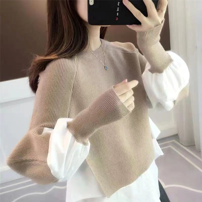 Women's Knitted Sweater – Stylish Fake Two-Piece Design For Autumn & Winter_voghion.com
