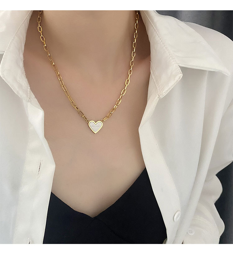 15g Weight Pendant Necklace Classification 1 Piece Quantity Daily Occasion Titanium Steel Material Heart Shape Pattern Women'S Gender Plating Design Fashion Style Fashion Heart Shape Titanium Steel Plating Pendant Necklace 1 Piece 5