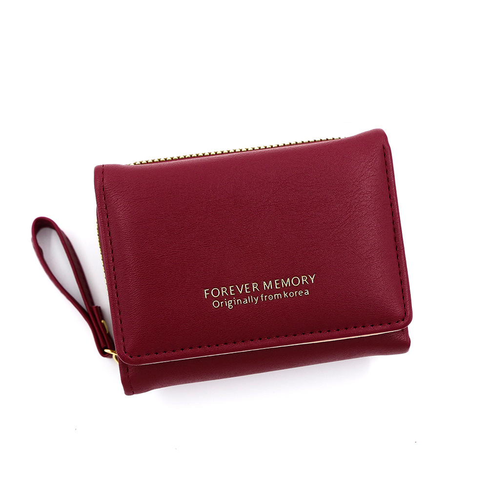 Nueva cartera corta de las mujeres simple color sólido PU tríptico bolso monedero multi-Tarjeta titular de la cartera billetera al por mayor