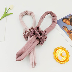 真絲捲髮棒大腸發圈套裝充棉無熱睡眠天然桑蠶絲不傷發刺繡logo