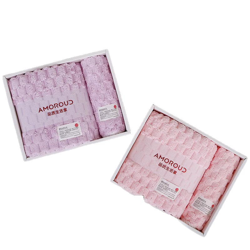慕凡朵 Coral velvete bath towel, gift box, set, 3 piece set, Birthday gift