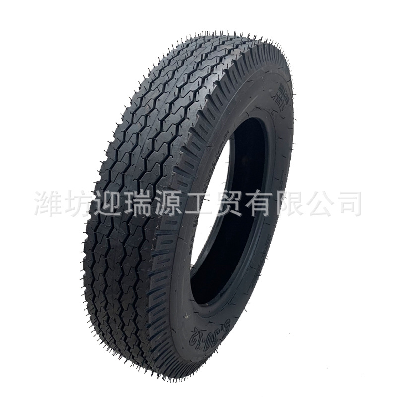 4.80-12拖车胎清障车三轮车轮胎5.30-12水曲花纹真空无内胎