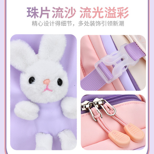 New Sesame Baby Primary School Bag Female 1-3-6 Cartoon Cute Student Lightweight Contrast Color Backpack