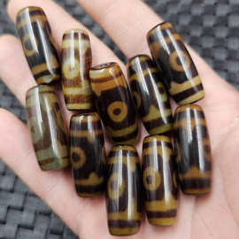 深透玛瑙三眼天珠玉石散珠咖啡色玛瑙勒子路路通手链项链饰品珠子