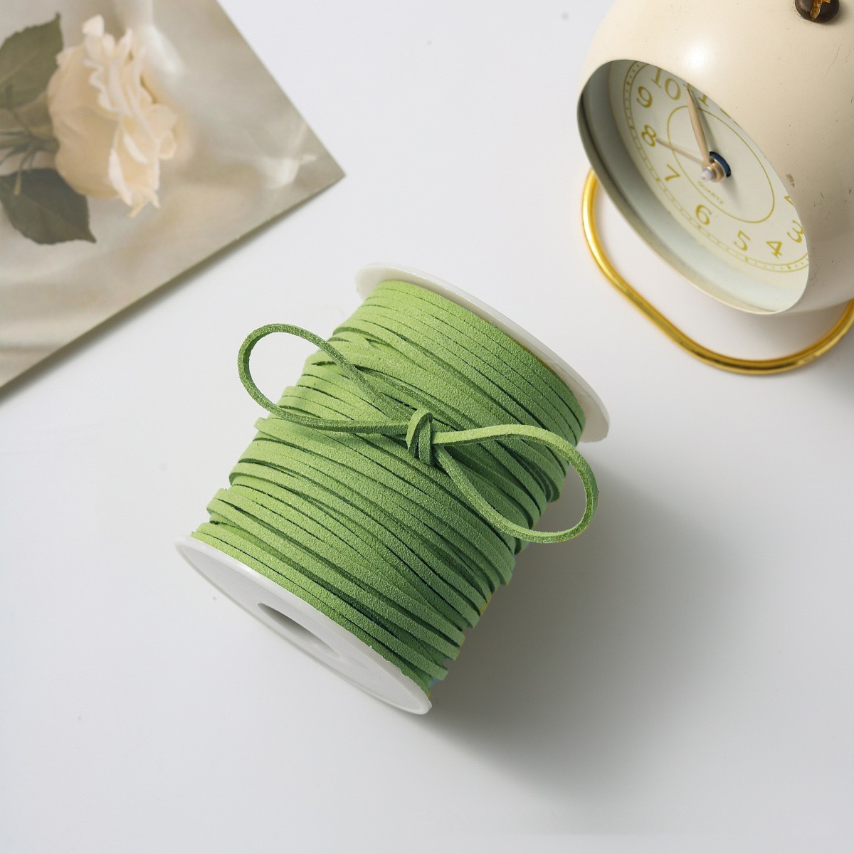 Flower Shadow lana de estilo coreano con cuerda de cuero cuerda de terciopelo de doble cara con cuerda de piel de deerskin DIY material de embalaje de flores tejidas a mano