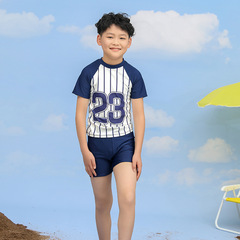 Children's swimwear for boys, two-piece swimsuit set, unisex, short-sleeved, for middle-aged children and teenagers, ocean temperature hot spring swimwear, wholesale.