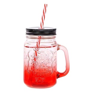 Creative Beer Cup Gradient Juice Cup Glass Thickened Milk Tea Products with Handle Small Gift Promotion