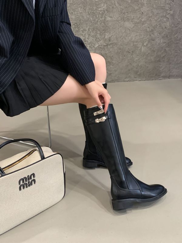 实穿战靴！英伦风百搭新款骑士靴高级感显瘦靴子长筒靴女粗跟圆头|undefined