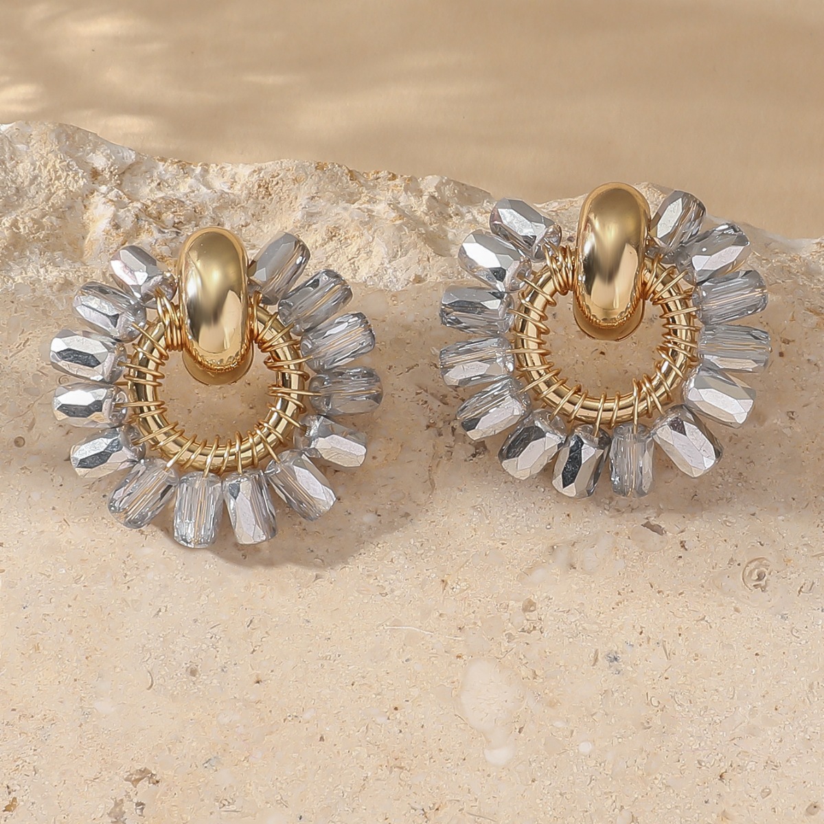 12g Weight 304 Stainless Steel Ear Needle Material Drop Earrings Classification 1 Pair Quantity Holiday, Daily Occasion Artificial Crystal Material Geometric Pattern All Seasons Season Women's Gender Plating Design Retro, Simple Style Style 1 Pair Retro Simple Style Geometric Plating Artificial Crystal Drop Earrings 9