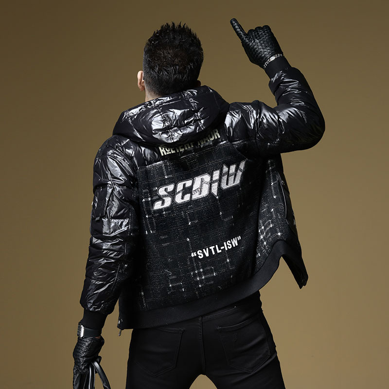 Demi-season light and thin keep warm trend glossy short down jacket