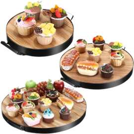 木制圆形托盘面包甜点水果餐盘家用多功能切菜板带手柄蔬菜砧板