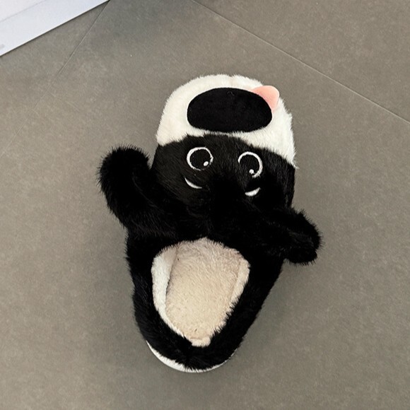 俏皮吐舌小狗女生毛绒拖鞋秋冬季可爱卡通居家毛毛拖百搭保暖棉鞋|undefined
