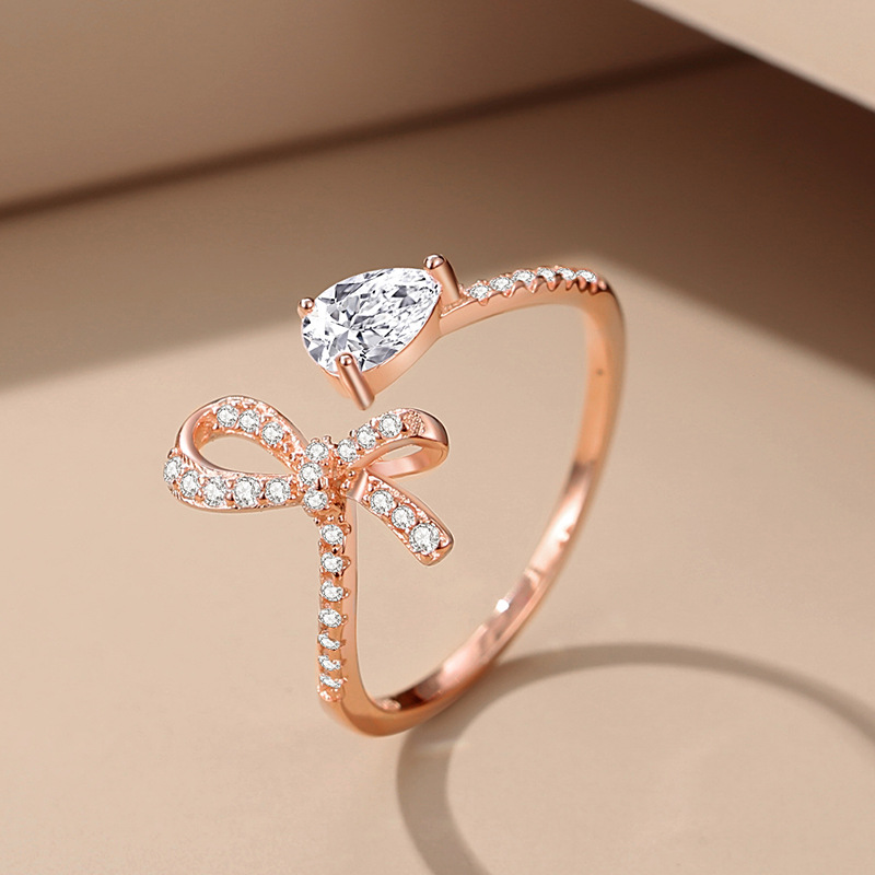 S925 anillo de plata arco estilo coreano fresco lindo anillo femenino abierto nicho alto sentido ins estilo pulsera