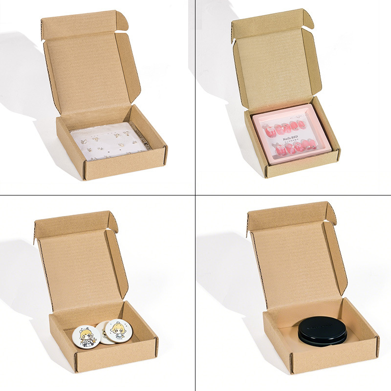 现货批发牛皮纸飞机盒定制悬浮盒包装可贴纸谷子首饰耳环打包盒