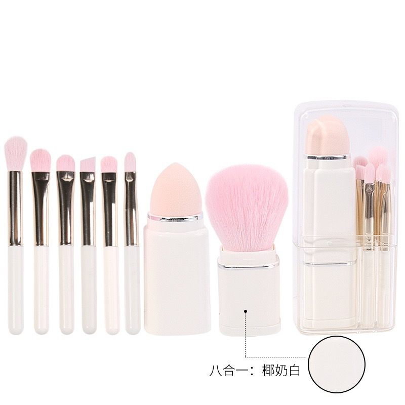 Ocho en uno cepillo de maquillaje retráctil conjunto de cepillo de blush cepillo de sombra de ojos cepillo concelador mini cepillo de maquillaje portátil herramientas de maquillaje