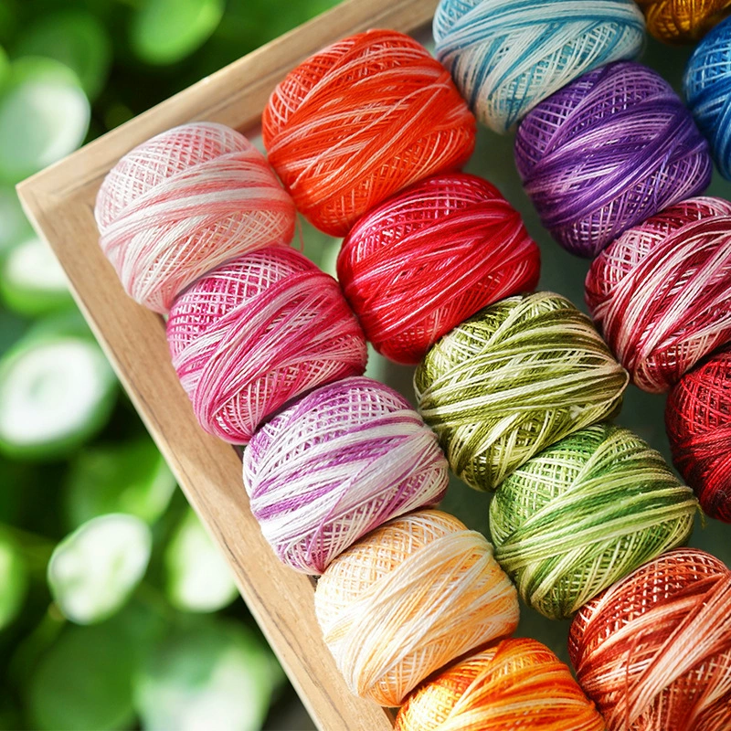 Lixia Handmade № 8 секция окрашенная кружевная нить микро крючок цветок кукла нить вышивальная нить вязание крючком DMC8. # №1 замена Темари