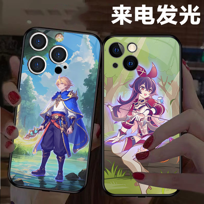 Suitable for Genshin Impact Game Luminous Mobile Phone Case Apple 17 Huawei/Xiaomi/Samsung/Vivo/Oppo Anime Men and Women