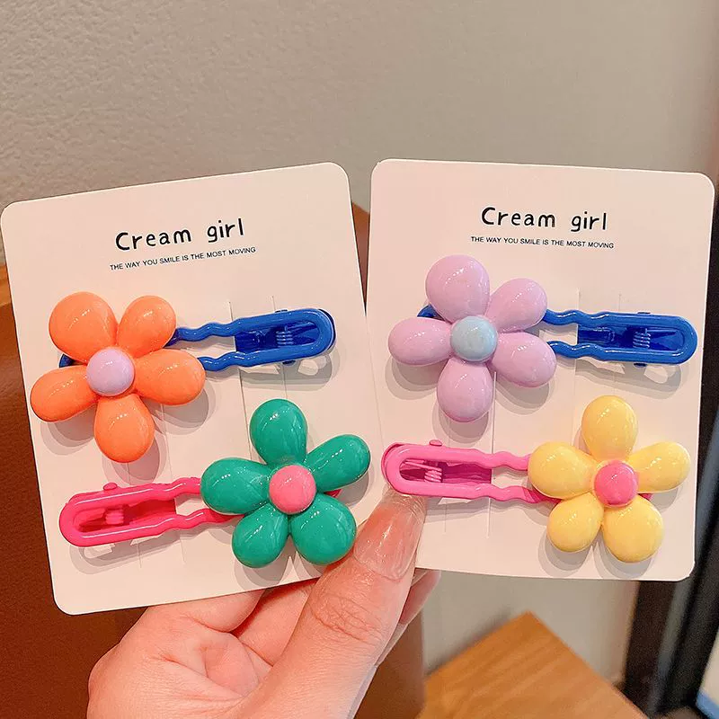 Wavy cute children's hairgrip, bangs, flowered