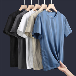 Ice Silk Quick-Drying Short-Sleeved T-Shirt Men's Summer Thin Breathable Cool Casual Sports T-Shirt Tops Group Purchase Wholesale