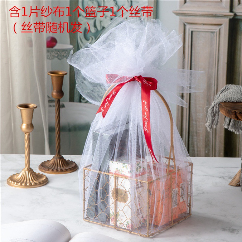 Golden iron wire basket wedding bridesmaid full moon gift box candy box first birthday gift box empty box metal