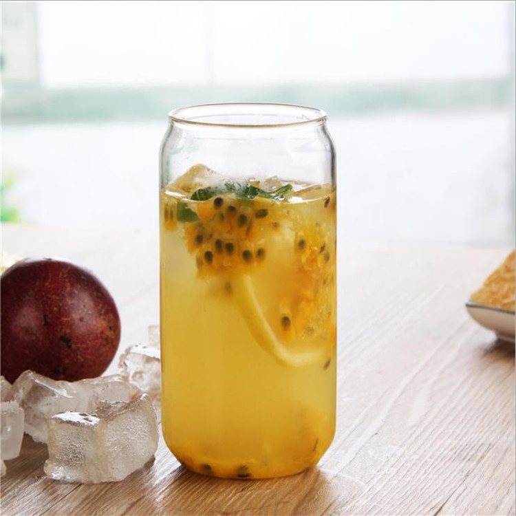 Taza de bebida de vidrio de borosilicato taza de té de leche de gran capacidad taza de jugo de vidrio transparente de forma de tarro de coque