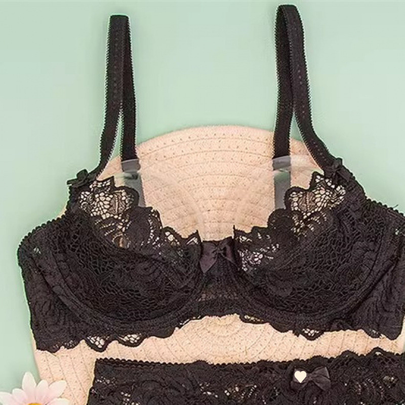 セクシーな下着女性の大きな胸プッシュアップサポート副乳たるみ防止ノンワイヤーレースブラジャーセット|undefined