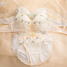 外贸日系圆盘胸少女内衣网纱薄款刺绣文胸大码聚拢侧收外扩胸罩