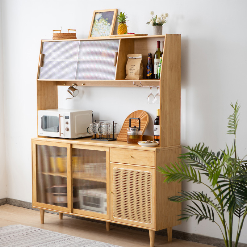 Gabinete lateral nórdico gabinete alto armario de cocina simple gabinete de Casa gabinete de ratán japonés puerta de vidrio gabinete de almacenamiento