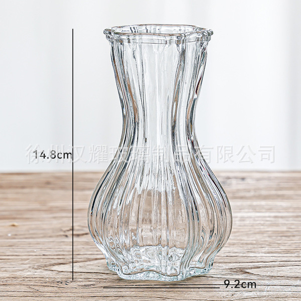 Retro light luxury relief transparent French mini glass vase living…