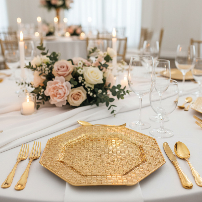 Hot-Selling Foreign Trade Wedding Hotel Banquet Party Decoration Plastic Plate with Woven Pattern Charger Plate Hot-Selling Foreign Trade Wedding Hotel Banquet Party Decoration Plastic Plate with Woven Pattern Charger Plate