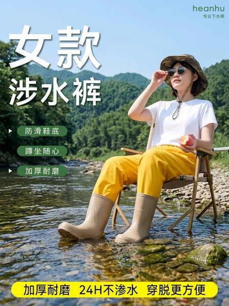 Lightweight waterproof pants for moms, waist-high pants for beachcombing, wading pants, beach playwear for girls in kindergarten, parent-child water pants