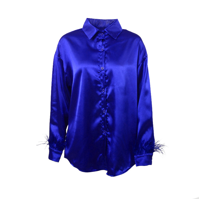 Women's Blouse Long Sleeve Blouses Feather Casual Solid Color display picture 10