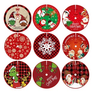 New Cross-Border Christmas Tree Skirt Crafts Tree Surround Cartoon Printing Christmas Supplies Ornaments Wholesale