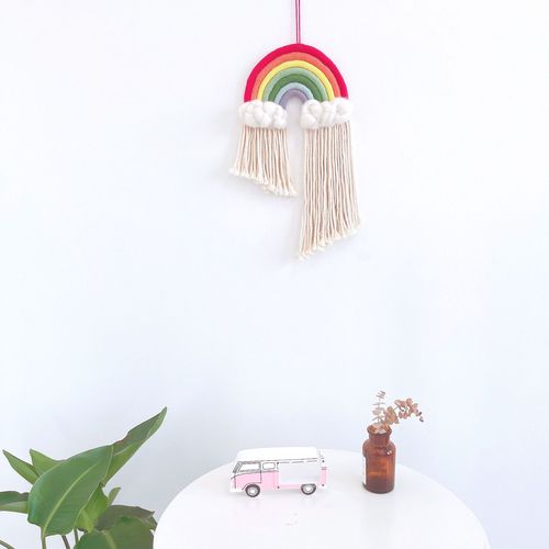 ins decoration Nordic style home decoration children's room pendant woven rainbow cloud tassel hanging wall decoration pendant