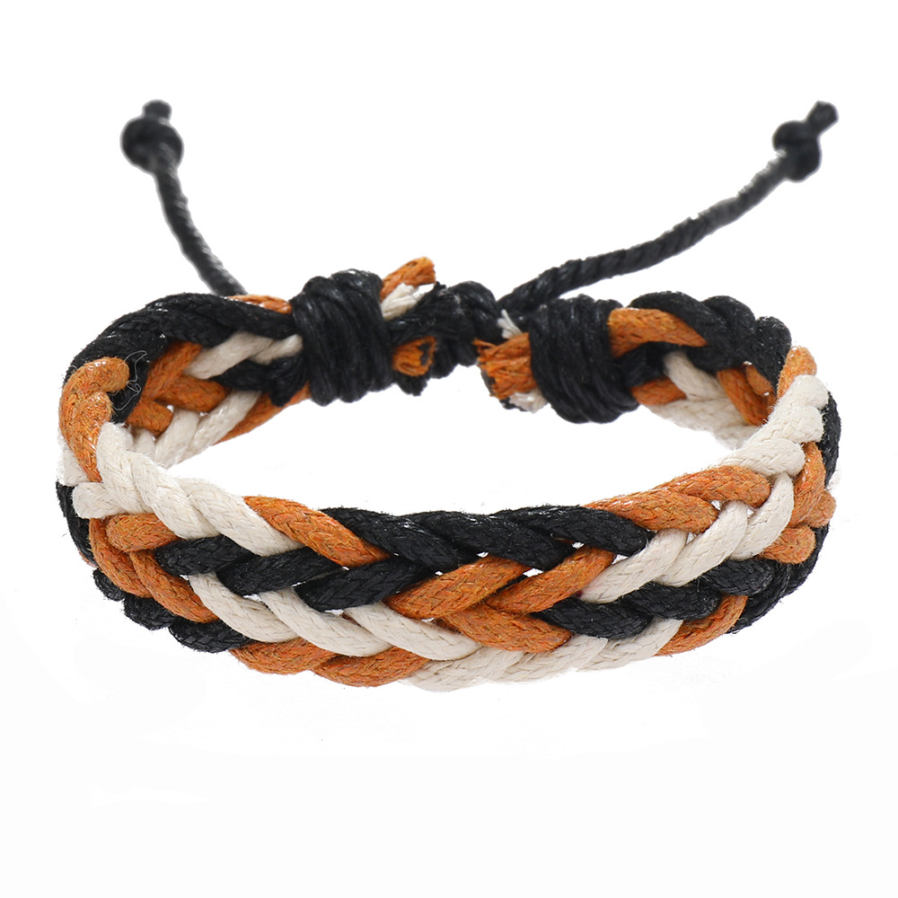 10g Weight Drawstring Bracelets Classification Leather Rope Chain Material 1 Piece Quantity Daily Occasion cotton and linen Material Rhombus Pattern Men's Gender Handmade Design Retro Style Retro Rhombus Cotton And Linen Handmade Men's Drawstring Bracelets Men Cord & Leather Bracelets 3