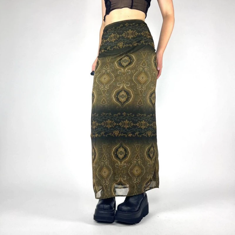 H062SK Европа и США Spice Girl 2024 Летний новый модный принт для похудения бедра с высокой талией