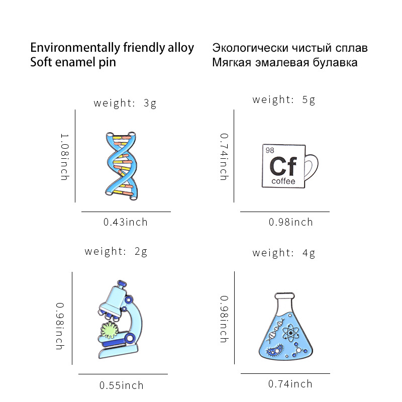 Europäische Und Amerikanische Neue Chemische Bio Legierung Brosche Kreative Cartoon-mikroskop Cf Cup Dna-form Lack Abzeichen display picture 16