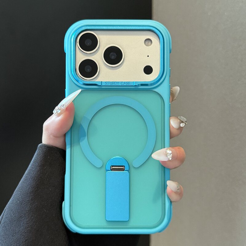 Suitable for iPhone 17 Phone Case with 360-Degree Stand, Protective Cover, Retro Magnetic Suction, and Four-Corner Air Cushion