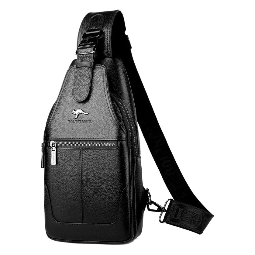 BOLINDAISHU Genuine Leather Chest Bag Men's Casual Men's Crossbody Bag Cowhide Shoulder Bag Men's Korean Style Trendy