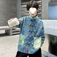 男童汉服新中式牛仔春秋款外套新款中大童春装唐装上衣中国风爆款