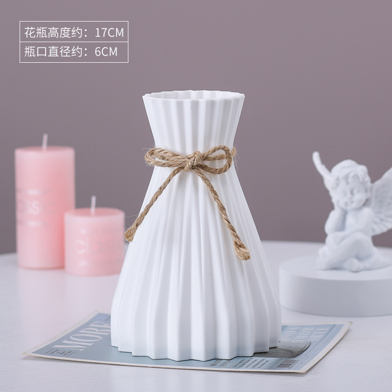 Florero de plástico nórdico anti-caída Arreglo floral para el hogar Sala de estar Decoración creativa moderna Florero de flores secas