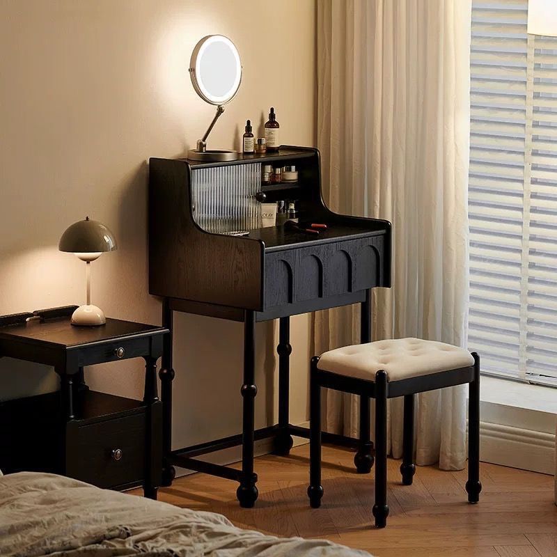 French Mid-Century Style Ash Solid Wood Dressing Table Small Bedroom Mini Small Dressing Table Integrated Dressing Table